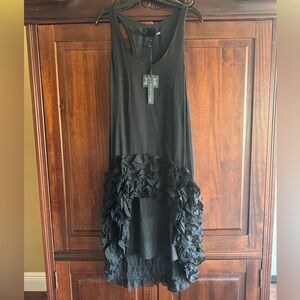 Black Ruffled High-Low Dress by Thomas Wylde